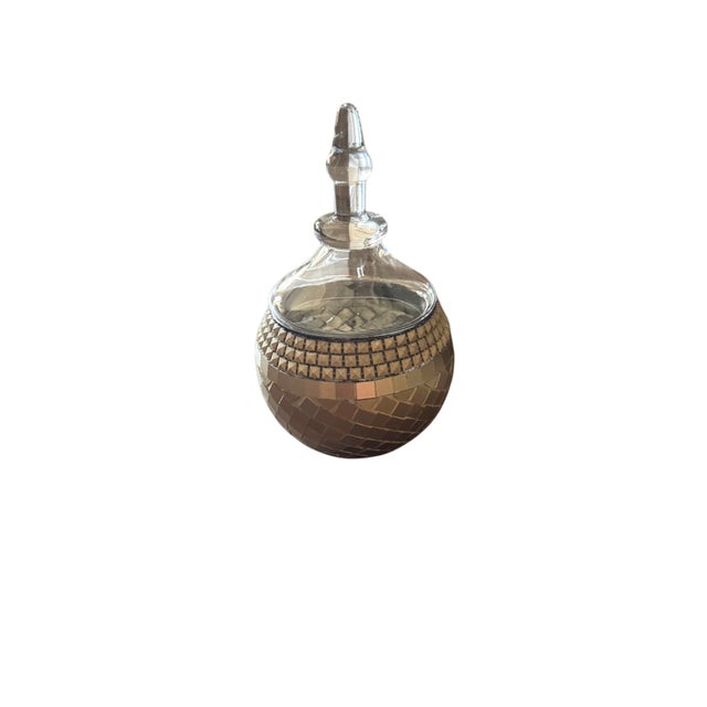 Hollywood Regency Hollywood Regency Gold Mosaic Glass Lidded Decorative Jar For Sale - Image 3 of 10