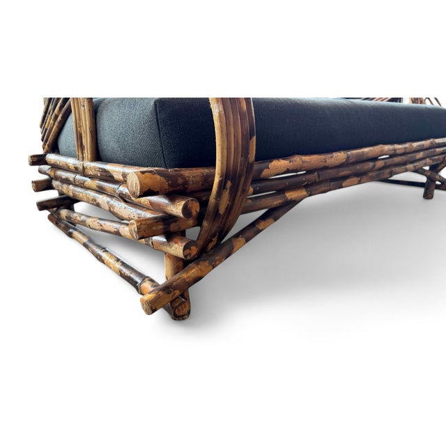 Mid 20th Century Vintage Boho 5-Strand Tortoise Shell Rattan Sofa & Chair - 2 Piece Set For Sale - Image 5 of 12