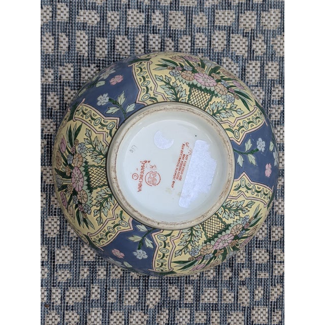 Vintage Chinoiserie Porcelain Large Decorative Bowl For Sale - Image 11 of 11