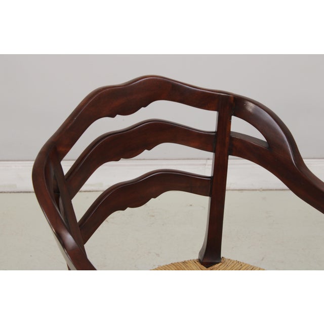 Wood Pair of Rush Seat Barrel Back Chairs For Sale - Image 7 of 16