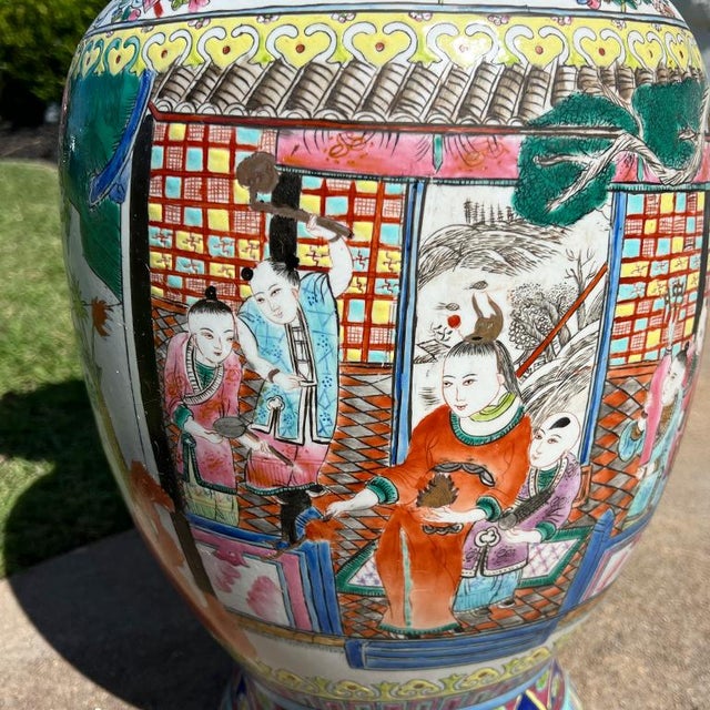 Mid 20th Century Tall Ceramic Famille Rose Pink Chinoiserie Vase For Sale In Oklahoma City - Image 6 of 7