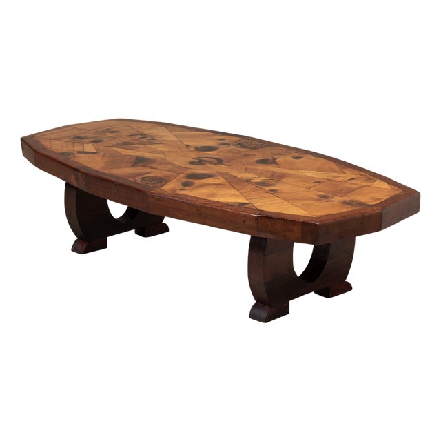 Inlaid Wood Coffee Table, 1980s For Sale