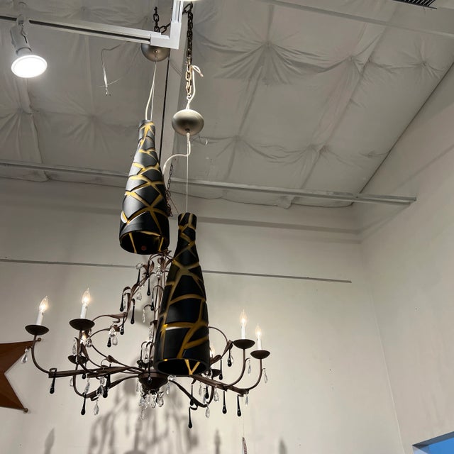 Black 1990s Italian Murano Style Glass Single Pendants - a Pair For Sale - Image 8 of 13