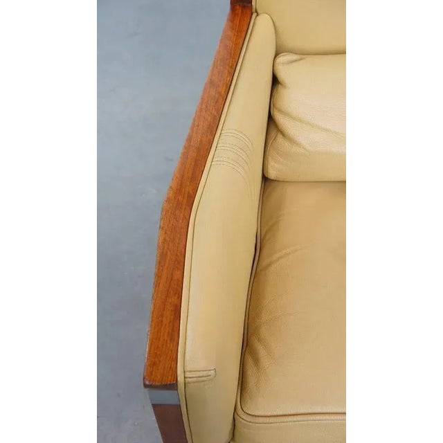 Wood Art Deco Decoforma Series High Back Armchair in Yellow Leather from Schuitema For Sale - Image 7 of 16