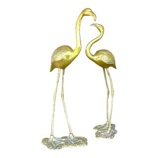 Vintage Coastal Brass Flamingos - a Pair For Sale