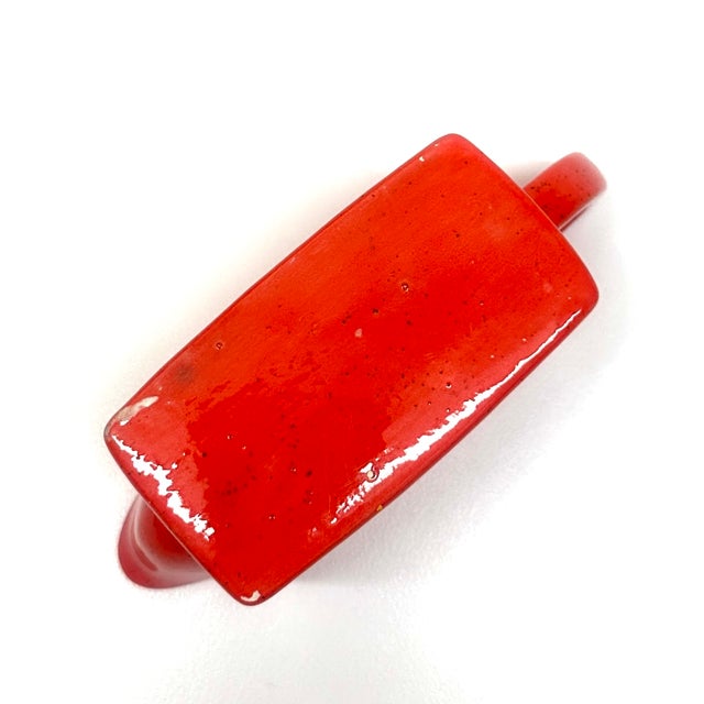 Mid 20th Century Danish Modern Bright Red Glazed Ceramic Creamer & Sugar Bowl Set For Sale - Image 11 of 11