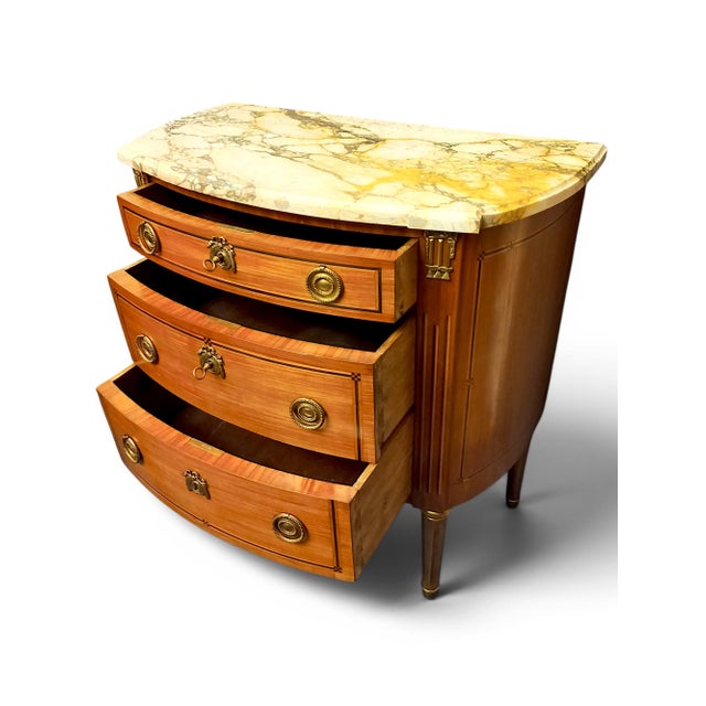Louis XVI Marquetry Half-Moon Commode, 1890s For Sale - Image 4 of 11