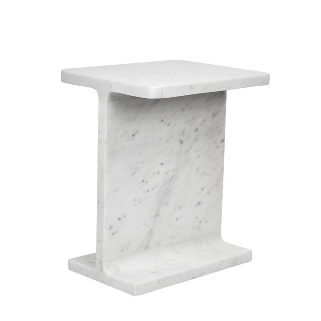 2020s Matthew Izzo Home I Beam Marble Side Table For Sale - Image 5 of 5