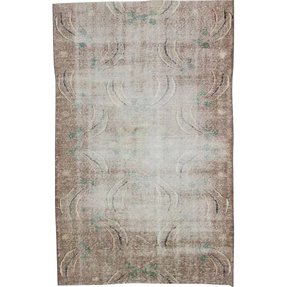 Vintage Distressed Turkish Art Deco Rug - 5'11" X 9'3" For Sale