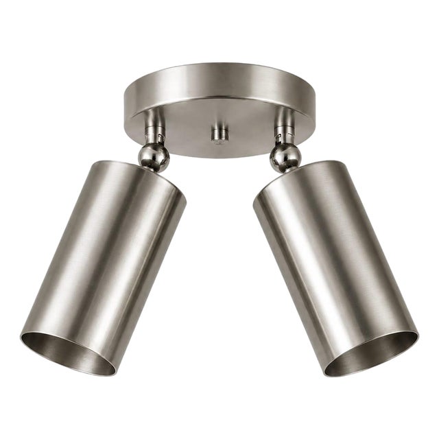 Solid Brass Double Adjustable Spotlight Ceiling Light, Brass Ceiling Fixture, Modern Flush Mount For Sale