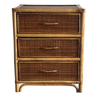 1980s Bamboo and Cane British Colonial Style Small Chest For Sale