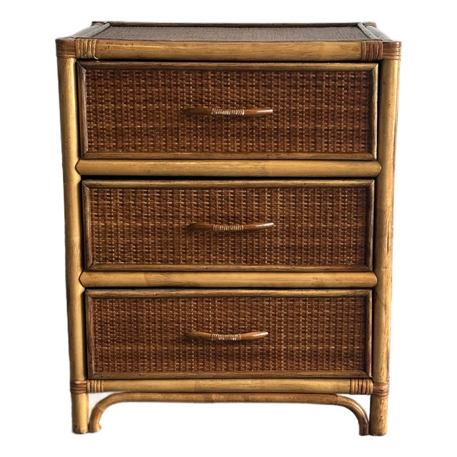 1980s Bamboo and Cane British Colonial Style Small Chest For Sale