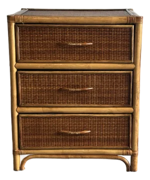 1980s Bamboo and Cane British Colonial Style Small Chest