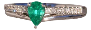 The 175th Avenue: Pear Shaped Natural Emerald and Diamond Ring in White Gold