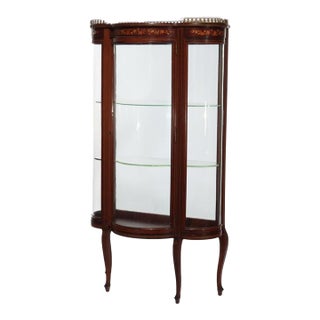 Antique Rj Horner Inlaid Mahogany & Marquetry Vitrine, Attributed For Sale