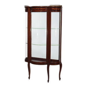 Antique Rj Horner Inlaid Mahogany & Marquetry Vitrine, Attributed