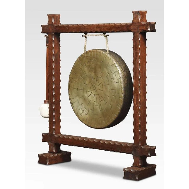 Oak Framed Table Gong, 1890s For Sale - Image 3 of 4