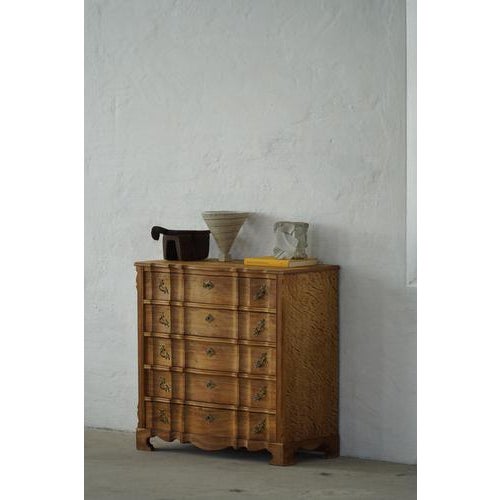 Baroque Mid-Century Modern Danish Chest of Drawers in Oak from Henning Kjærnulf, 1960s For Sale - Image 3 of 18