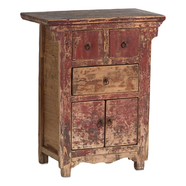 Antique Oriental Cabinet with Red Patina, 1900 For Sale