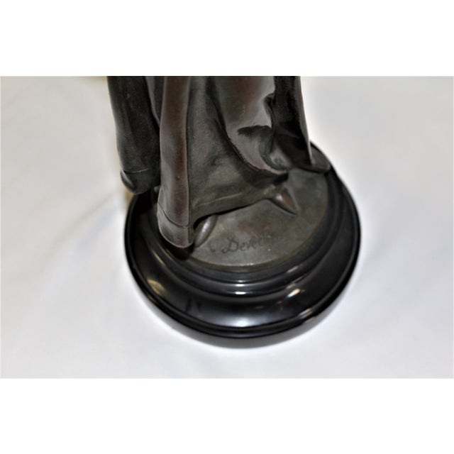 1990s Art Nouveau Bronze Lady Marble Base 'The book Lady' For Sale - Image 4 of 18