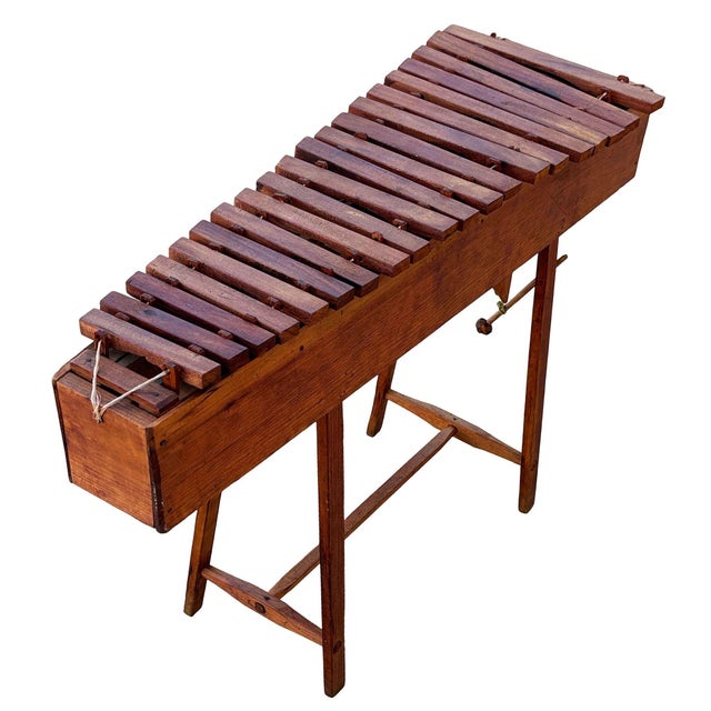 Victorian 19th Century Late Victorian Hand Sculpted Folkart Oak Marimba Xylophone For Sale - Image 3 of 9