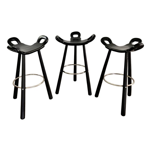 Brutalist Marbella Bar Stools by Sergio Rodrigues for Conoform, 1960s, Set of 3 For Sale
