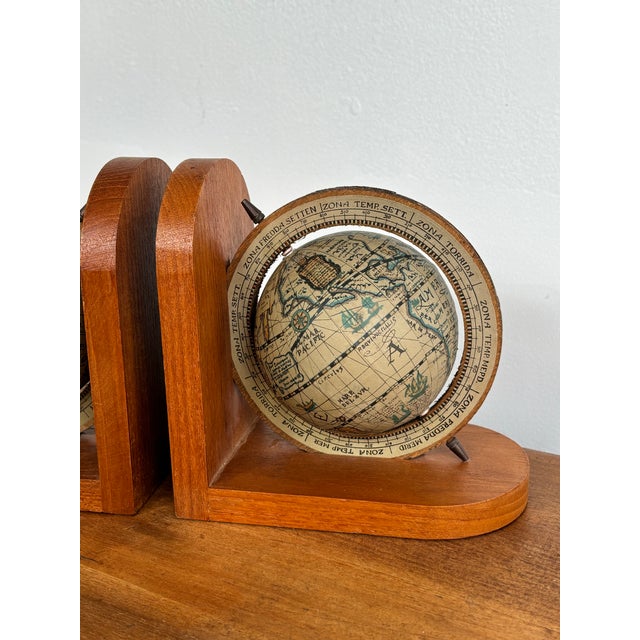Vintage Wooden Globe Bookends - A Pair For Sale - Image 4 of 9