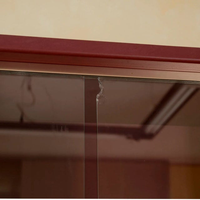 Double Body Sideboard Covered in Burgundy Imitation Leather by Umberto Mascagni, 1950s For Sale - Image 6 of 9