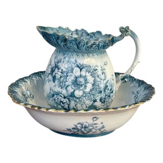 Antique Edwardian Jug and Bowl Set, 1900, Set of 2 For Sale