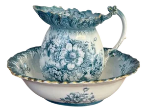 Antique Edwardian Jug and Bowl Set, 1900, Set of 2