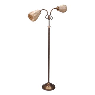 1970s Tyringe Konsthantverk, Double Floor Lamp, Metal, Fabric For Sale