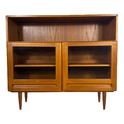 Vintage Teak Bookcase with Glass Doors from Dyrlund, 1960s For Sale