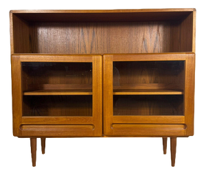 Vintage Teak Bookcase with Glass Doors from Dyrlund, 1960s