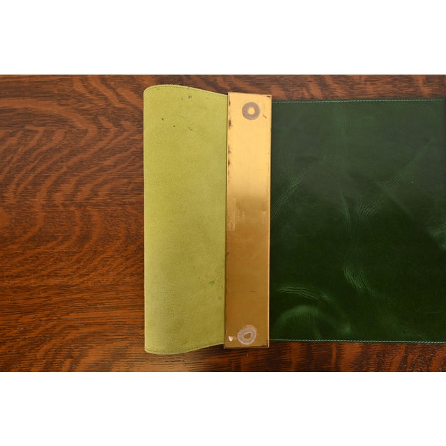 Metal Tiffany Studios New York "Adam" Bronze Doré Blotter Ends With Leather Desk Blotter For Sale - Image 7 of 10