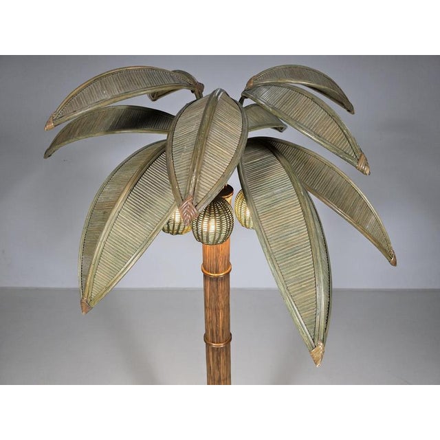 Mario Lopez Toress Bamboo Palm Tree Floor Lamp, 1970s For Sale - Image 4 of 12