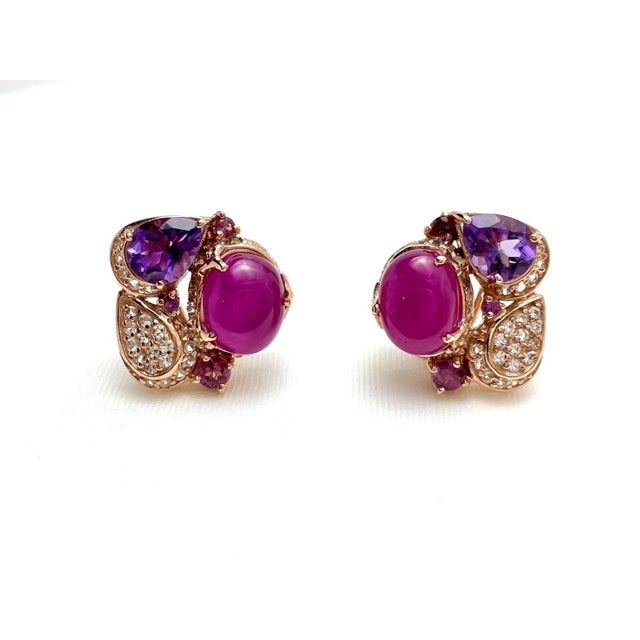 Bochic “Capri” Vintage Ruby, Sapphire, Amethyst, Aquamarine & Peridot Necklace For Sale - Image 4 of 18