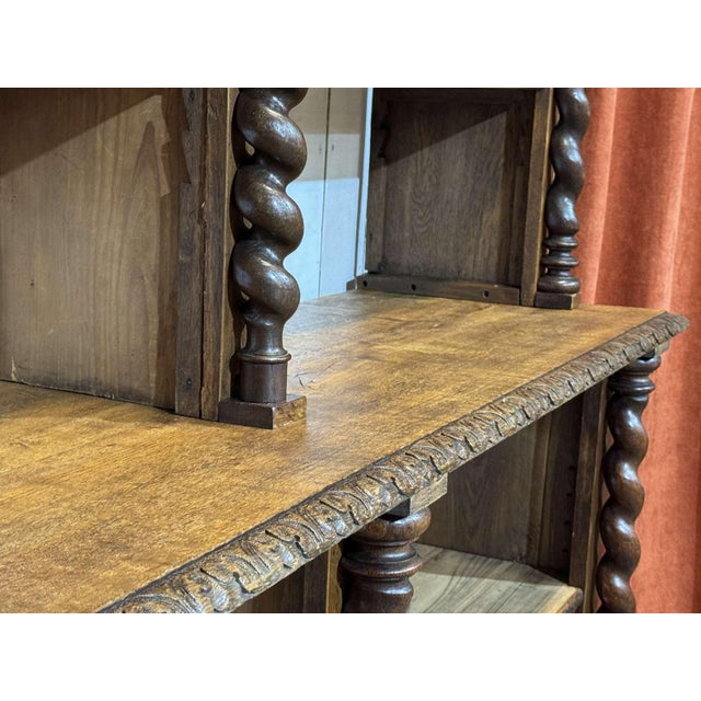 Antique Oak and Fir Wood-Paneled Bookcase, 1900s For Sale - Image 4 of 18