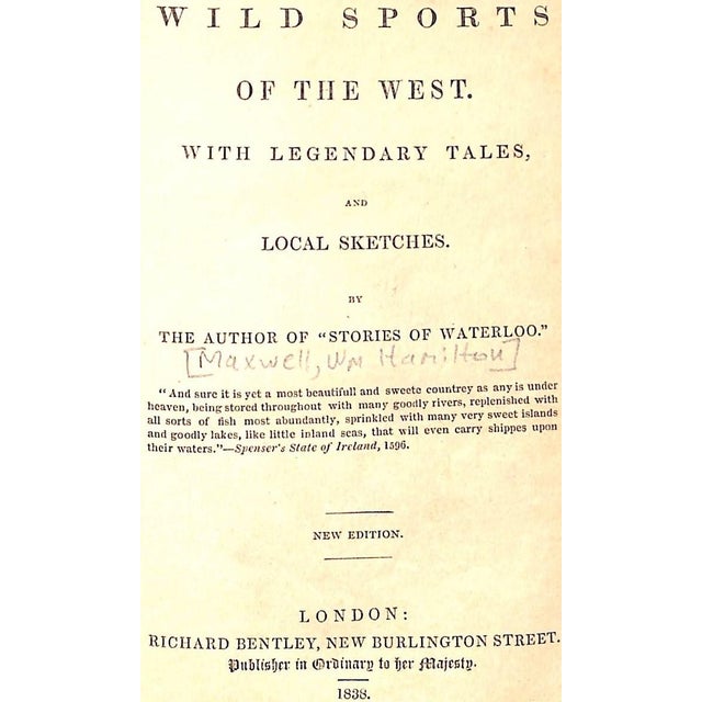 Paper "Wild Sports of the West: With Legendary Tales and Local Sketches" 1838 Hamilton, Maxwell For Sale - Image 7 of 8