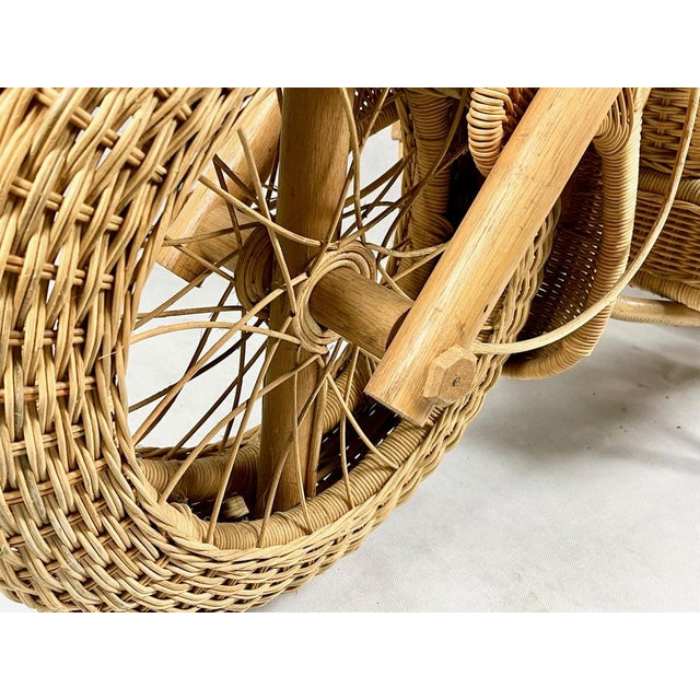 Wood Full Size Wicker & Bamboo Harley Davidson Motorcycle attributed to Tom Dixon for Habitat, 1980s For Sale - Image 7 of 15