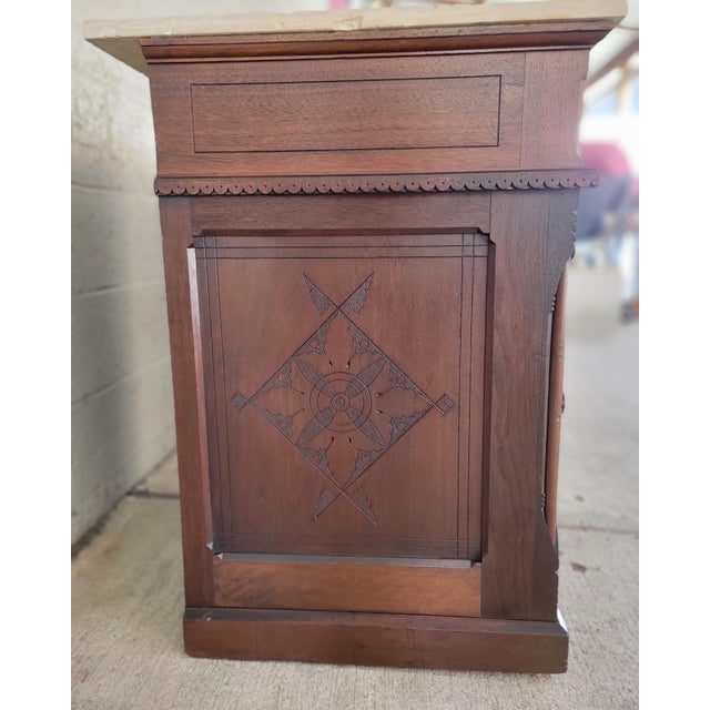 Aesthetic Movement Victorian Era Carved Nightstands / Dressers Late 1800's - A Pair For Sale - Image 9 of 18