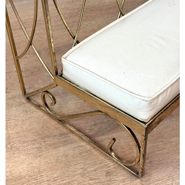 Mid-Century Brass & White Vinyl Sculptural Alter Kneeling Bench For Sale - Image 9 of 10