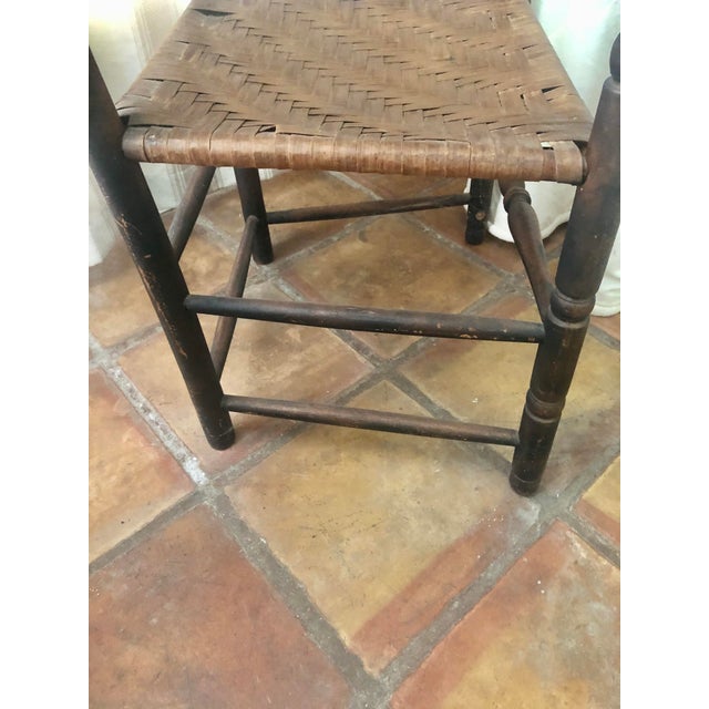 Wood Early 20th Century High Back Ladder Back Chair W/ Double Arms and Web Seat For Sale - Image 7 of 9