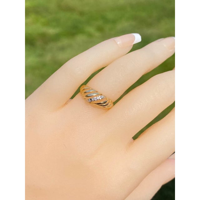 The Henderson: Yellow Gold Waved Cocktail Ring with Diamonds For Sale - Image 9 of 10