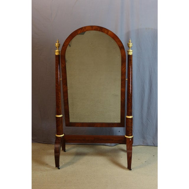 Empire Mahogany Cheval Mirror For Sale - Image 11 of 11