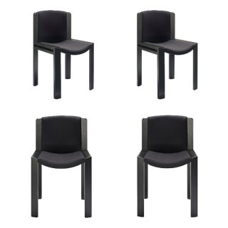 Model 300 Chairs in Wood and Kvadrat Fabric by Joe Colombo, Set of 4 For Sale