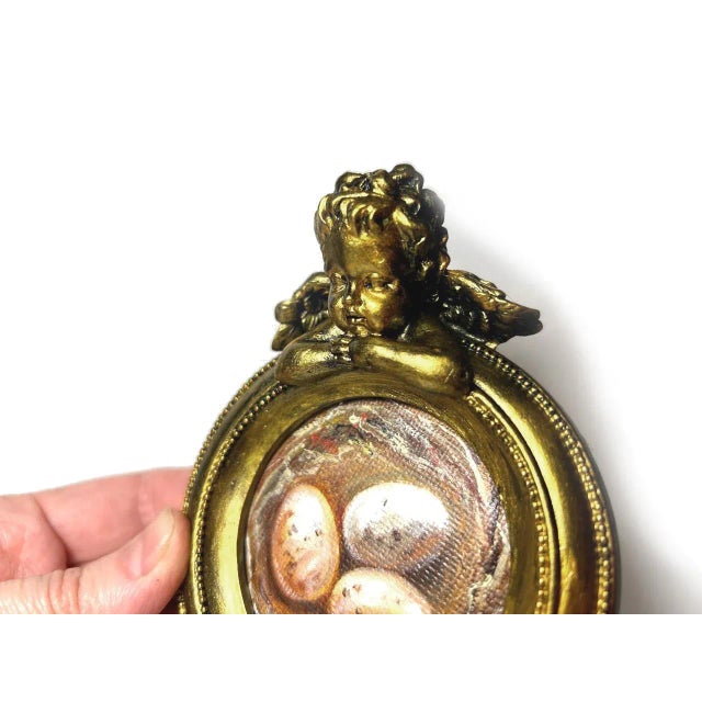 Gold Framed Nest Original Painting Victorian Style Art Angel Decor by Valeriya Serova For Sale - Image 8 of 12