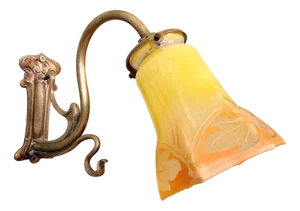 Art Nouveau Wall Light in Bronze and Satin Glass, 1900s