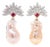 Diamond, Ruby and Baroque Pearl Platinum Drop Earrings - Fei Liu, Pair For Sale