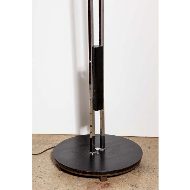 1960s Danish Modern Nickel & Black Enamel Floor Lamp With Blue Glass Shade For Sale - Image 6 of 7
