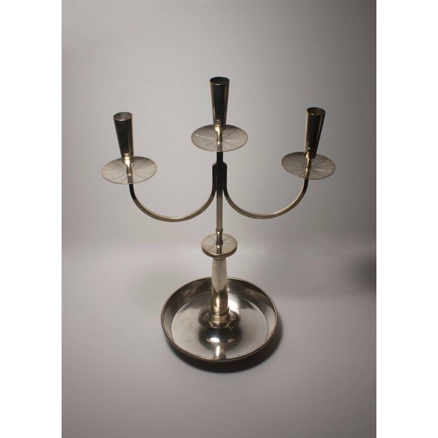 Mid-Century Modern Tommi Parzinger Pair of Heirloom 700 Oneida Silver Plate Candelabra For Sale - Image 3 of 5